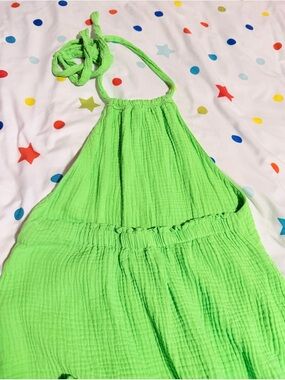Steve Madden Neon Lime Green Halter Maxi Dress
